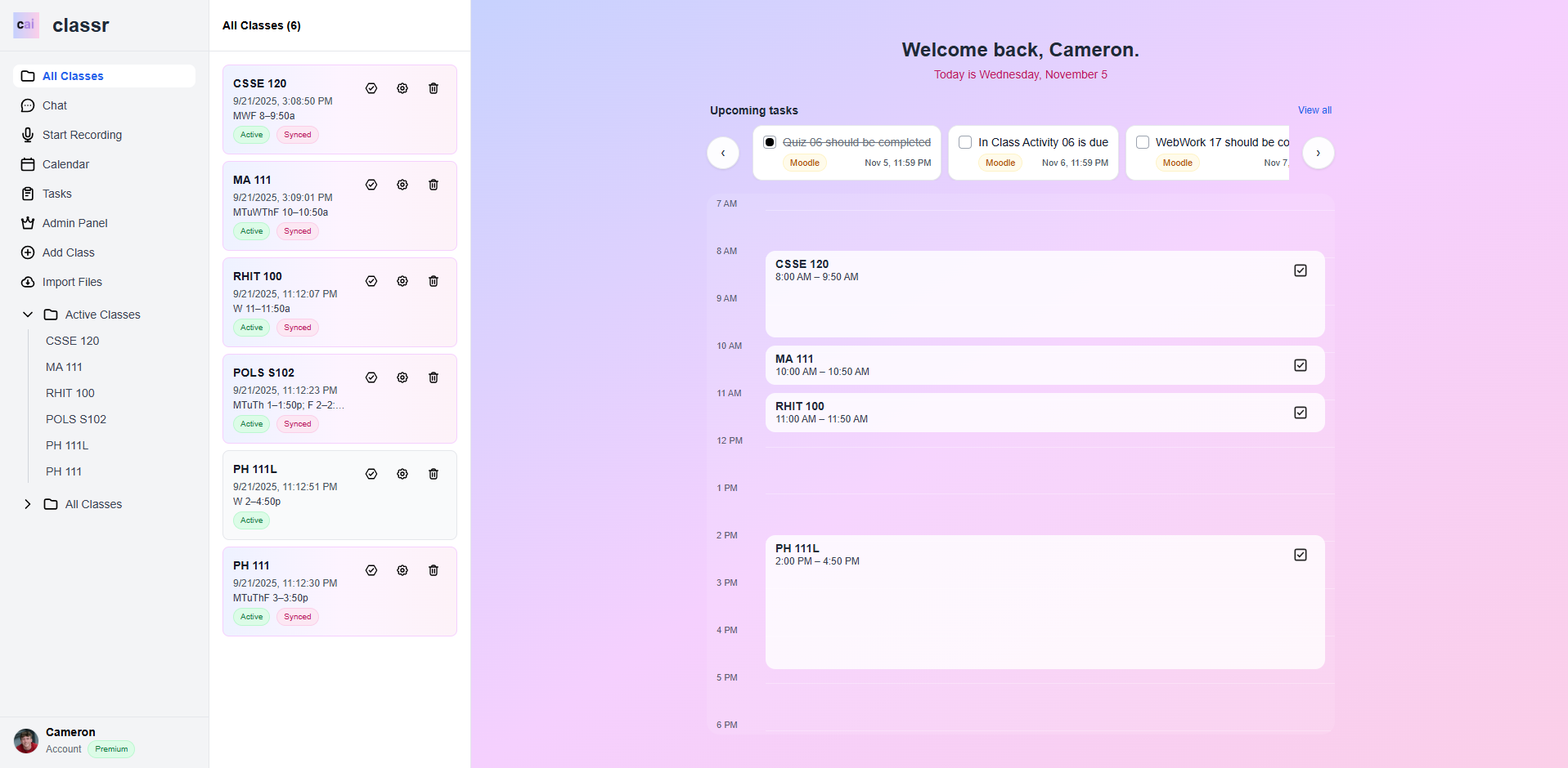 classr full workflow interface